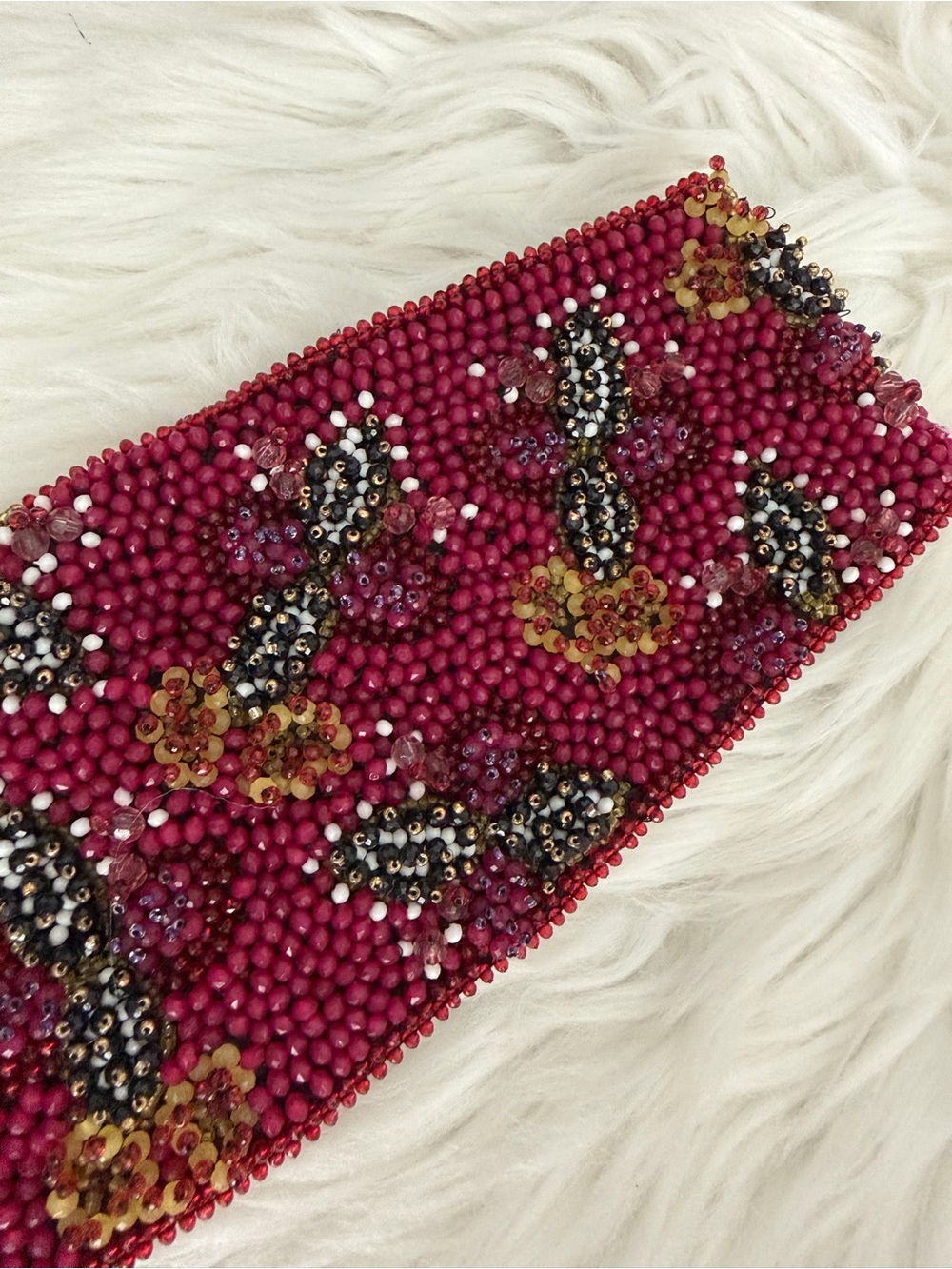 Zara Burgundy Beaded Floral Stretch belt